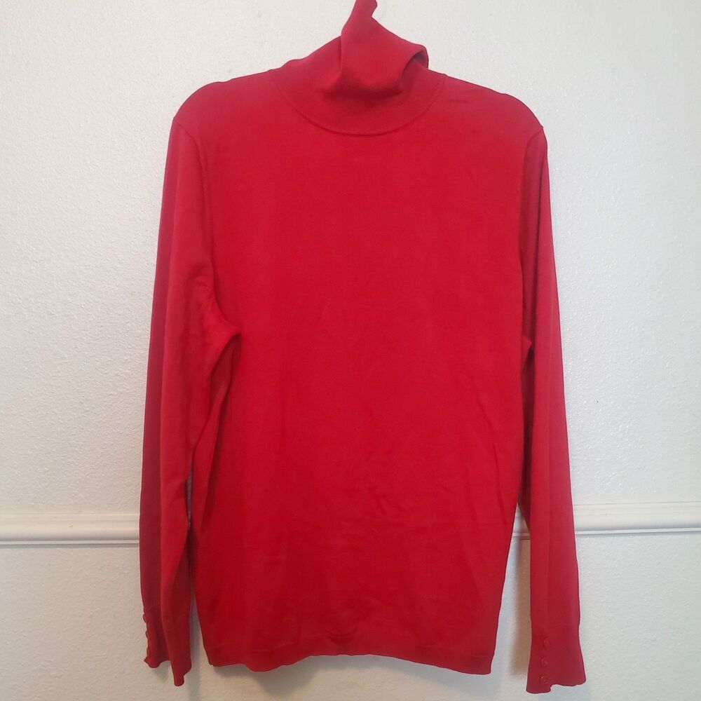 Talbots Top Women’s Turtleneck‎ Sweater Red XL Cotton Blend Christmas Winter